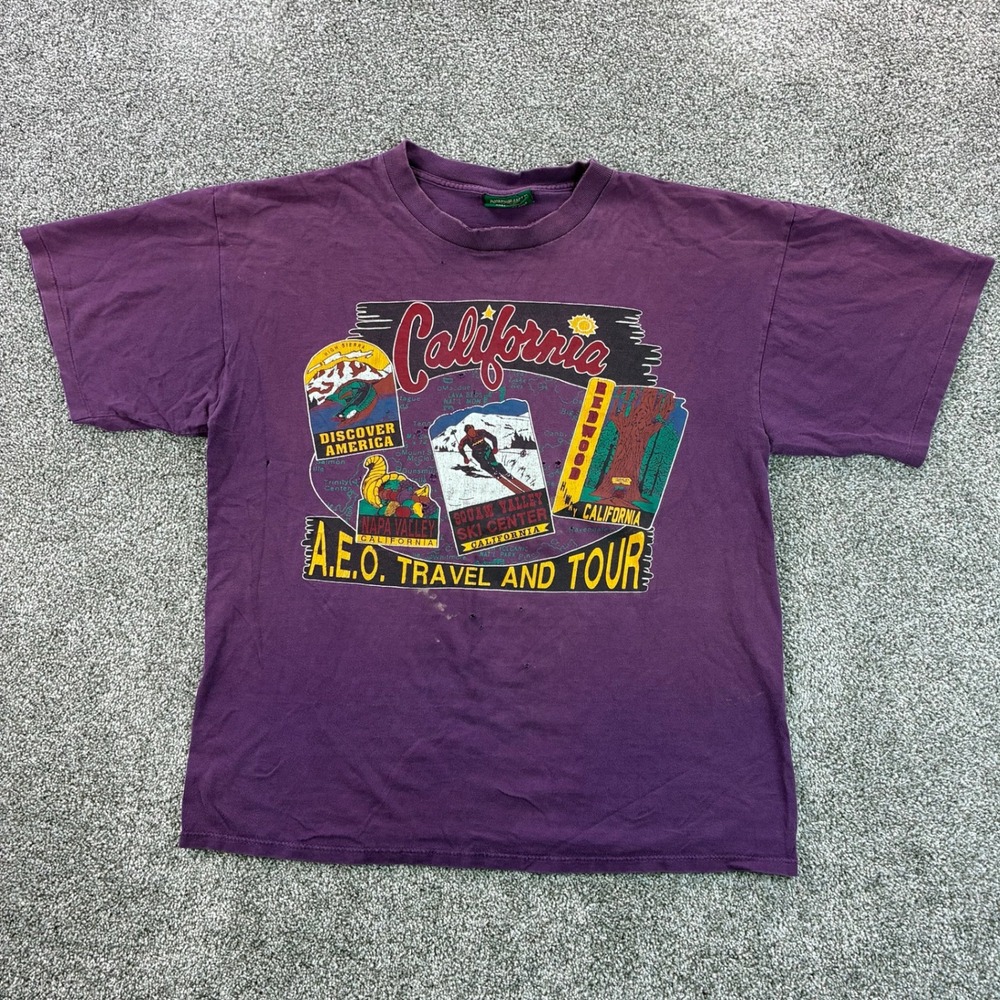 Vintage American Eagle Shirt Mens XL Purple California Skiing American Traveling